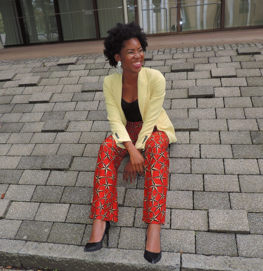 Yellow Blazer & Red Star High Waisted African print&nbsp;pant