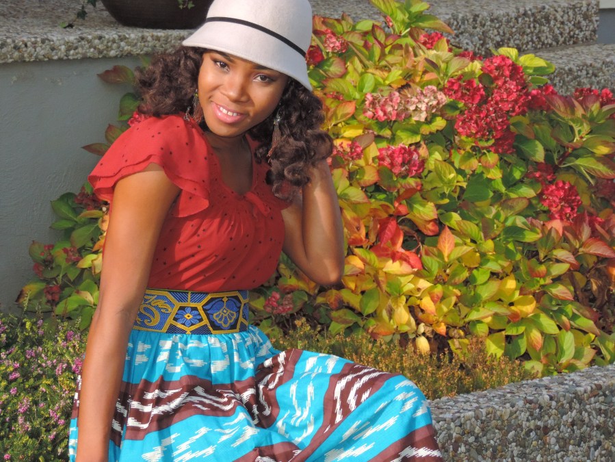 Maxi African Print Skirt & Burgundy&nbsp;Top